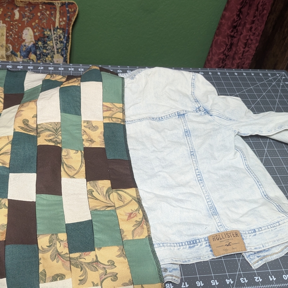 Patchwork Denim Jacket. Small. Upcycled Handmade. - Picture 6 of 10